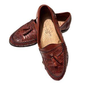 Tassel Loafer Shoes Womens 7 Cowhide Huarache Moc Braid Preppy Heritage Chic VTG